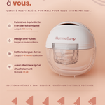 Tire-lait portable Luna de MammaBump avec aspiration jusqu’à 300 mmHg, design anti-fuites, autonomie de 3 à 4 heures et niveau sonore inférieur à 35 dB