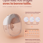 Tire-lait portable Luna avec téterelle de 24 mm, inserts de 17, 19 et 21 mm et réglette de mesure du mamelon