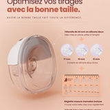 Tire-lait portable Luna avec téterelle de 24 mm, inserts de 17, 19 et 21 mm et réglette de mesure du mamelon